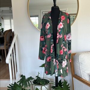 June & Hudson Floral Green Kimono